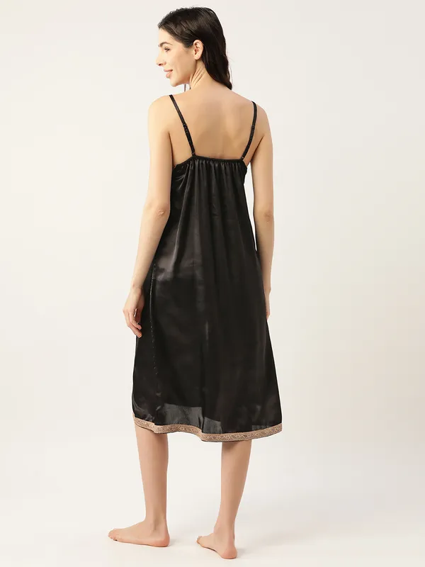 Black_Satin_Nightwear/_Nighty_With_Lace_For_Women