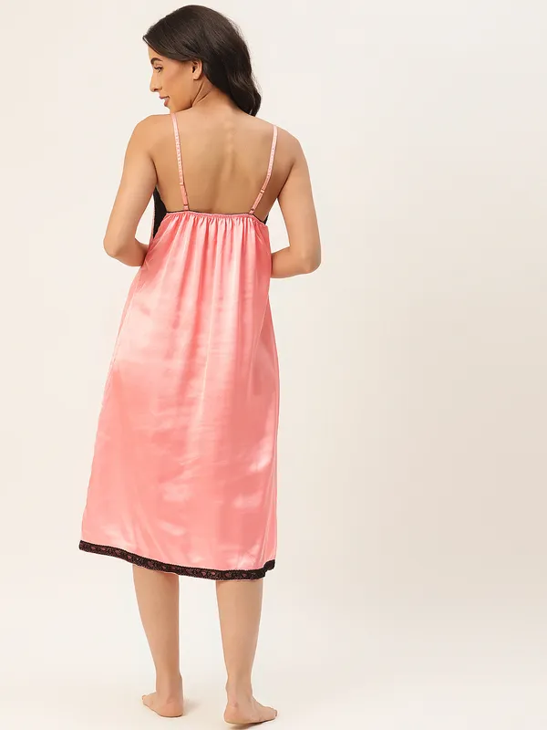 Peach_Satin_Nightwear/_Nighty_With_Lace_For_Women