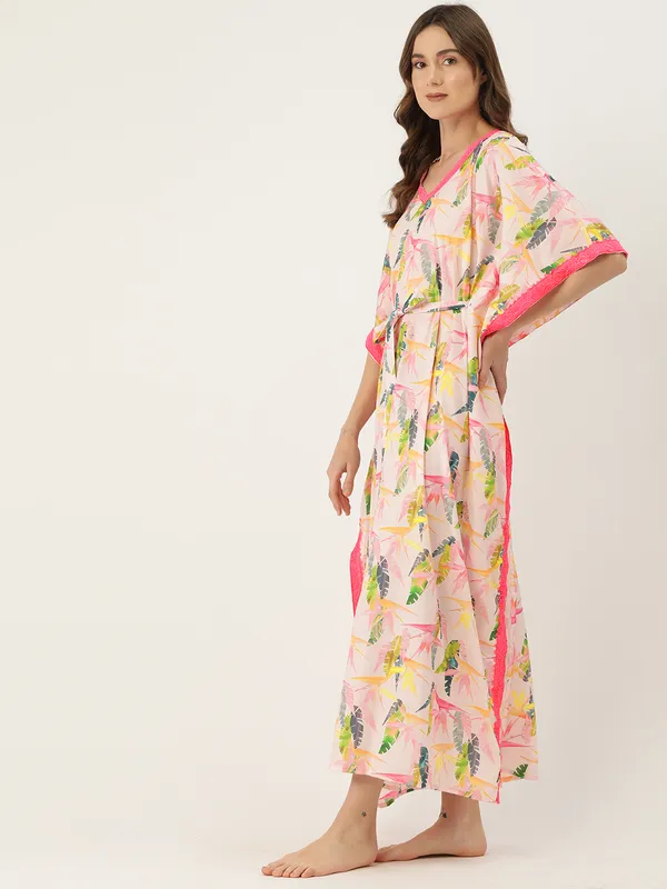 Baby_Pink_Printed_Kaftan_Nighty/_Nightwear_For_Women