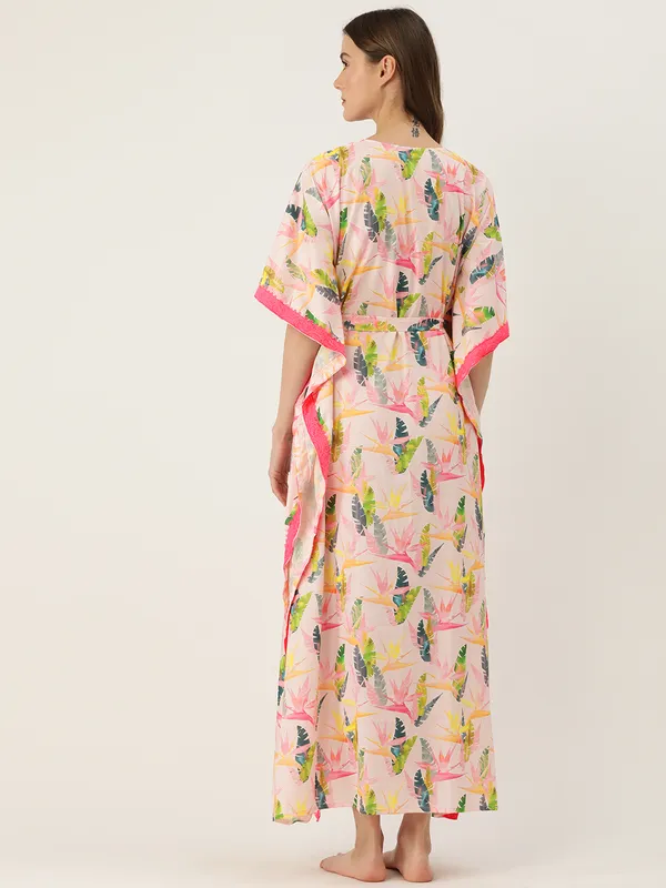 Baby_Pink_Printed_Kaftan_Nighty/_Nightwear_For_Women