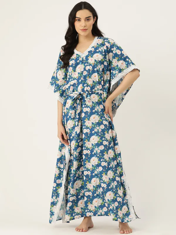 Blue_Printed_Kaftan_Nighty/_Nightwear_For_Women