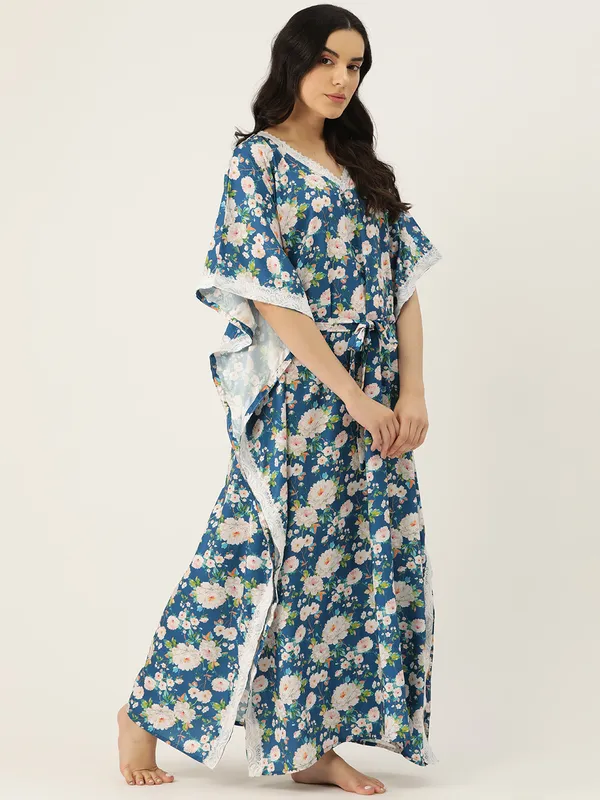 Blue_Printed_Kaftan_Nighty/_Nightwear_For_Women