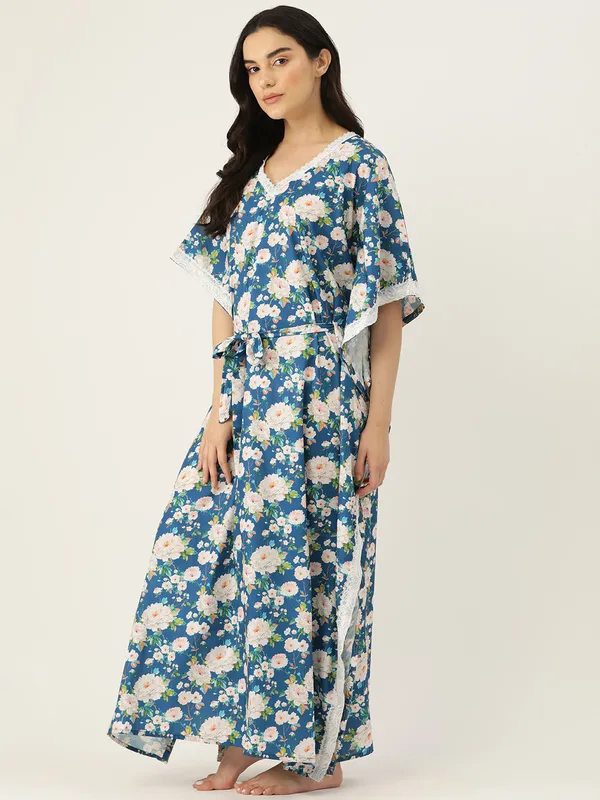 Blue_Printed_Kaftan_Nighty/_Nightwear_For_Women