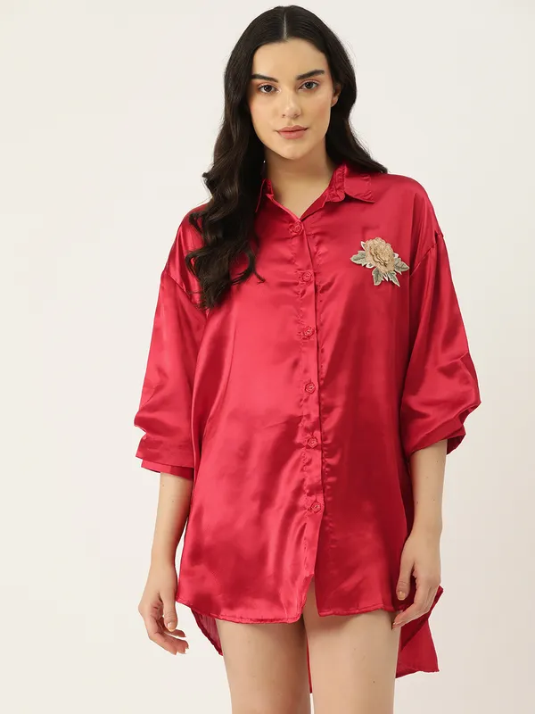 Red_Babydoll_Sleepshirt/_Nighty_For_Women