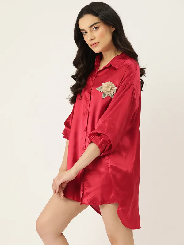 Red_Babydoll_Sleepshirt/_Nighty_For_Women