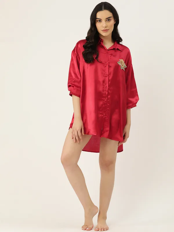 Red_Babydoll_Sleepshirt/_Nighty_For_Women