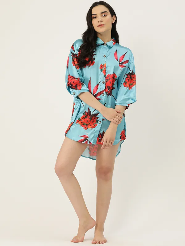 Sky_Blue_Babydoll_Sleepshirt/_Nighty_For_Women
