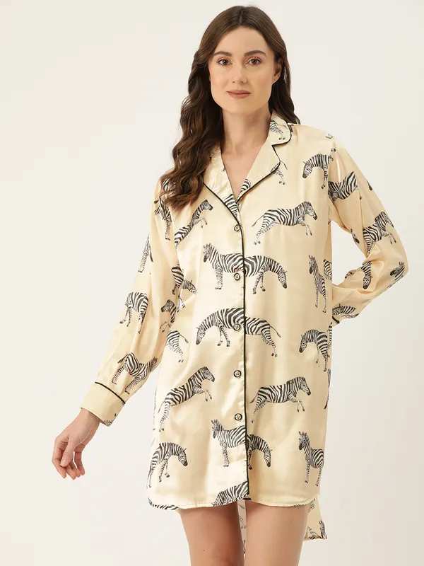 Cream_Babydoll_Sleepshirt/_Nighty_For_Women