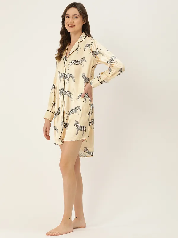 Cream_Babydoll_Sleepshirt/_Nighty_For_Women