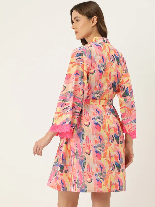 Peach_Satin_Silk_Camisole_Robe_Set/_Loungewear_Set