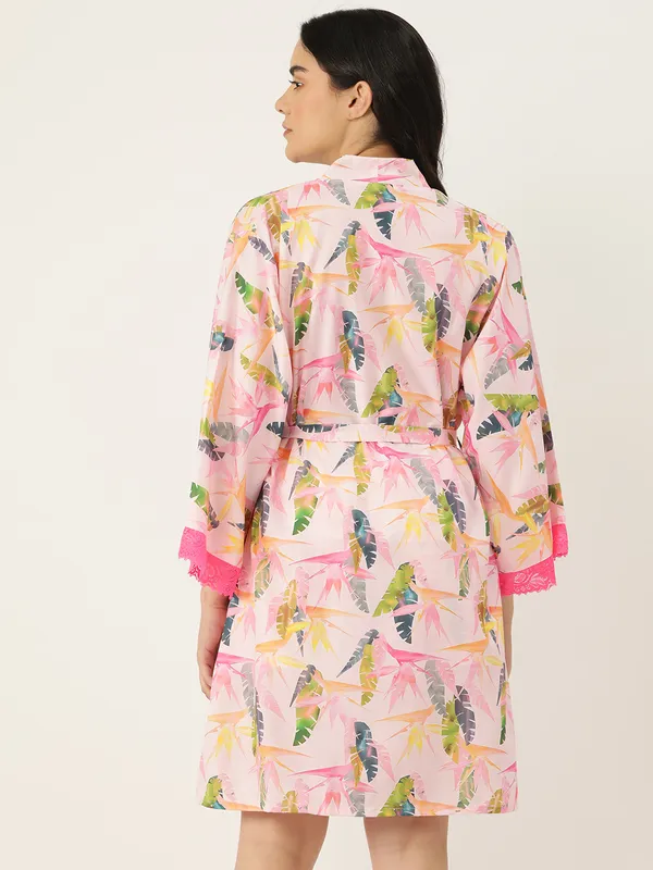 Baby_Pink_Satin_Silk_Camisole_Robe_Set/_Loungewear_Set
