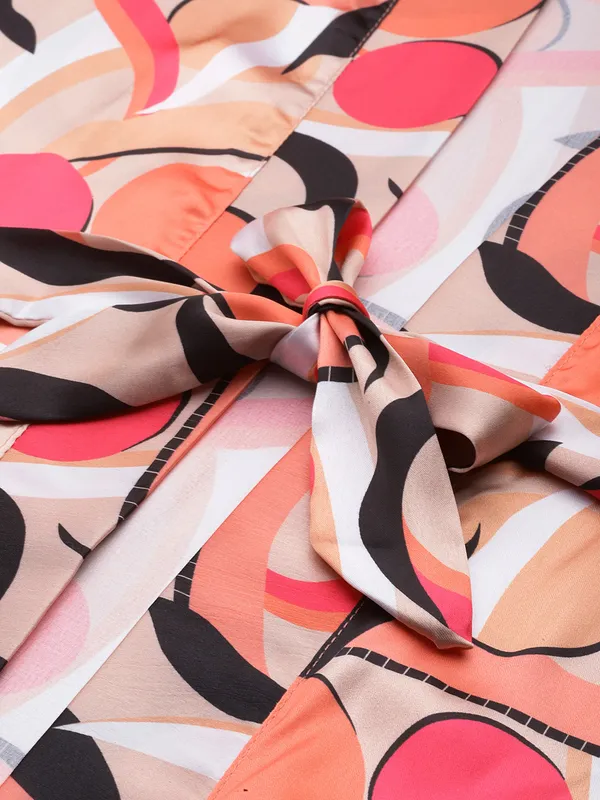 Multicolor_Printed_Satin_Nightwear/Nightsuit_And_Matching_Robe_With_Lace