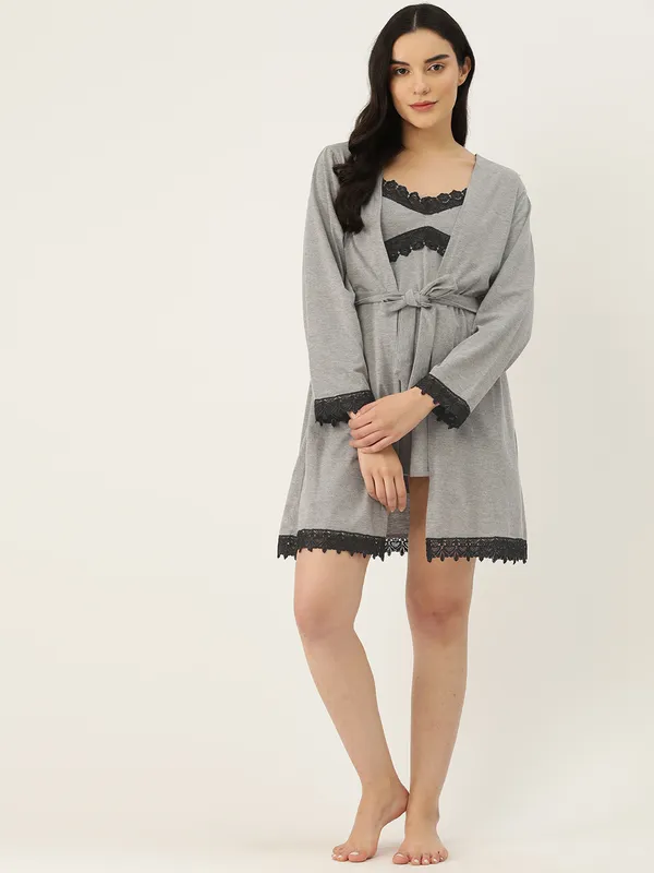 Grey_Babydoll_Nightwear/_Nighty_Robe_Set
