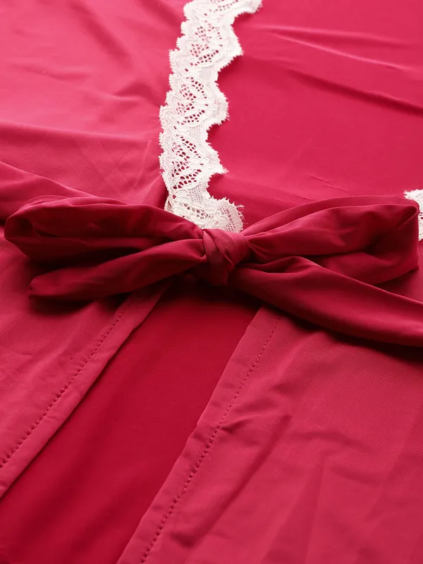 Red_Luxurious_Icy_Satin_Babydoll_Nightwear_Robe_Set