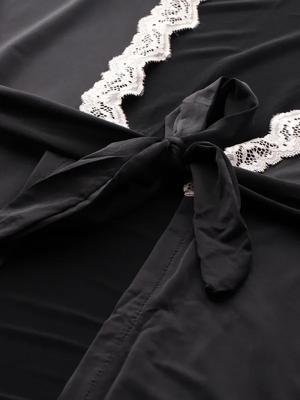 Black_Luxurious_Icy_Satin_Babydoll_Nightwear_Robe_Set