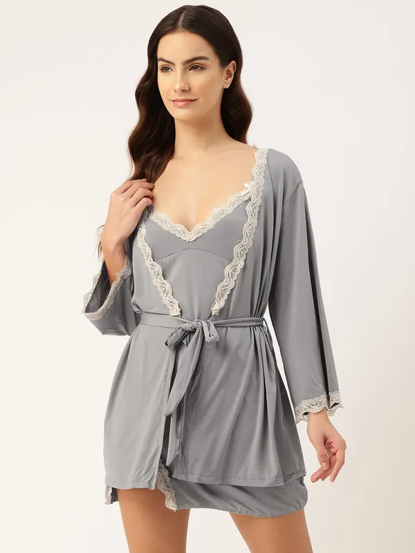Grey_Luxurious_Icy_Satin_Babydoll_Nightwear_Robe_Set