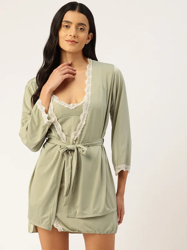 Pista_Green_Luxurious_Icy_Satin_Babydoll_Nightwear_Robe_Set