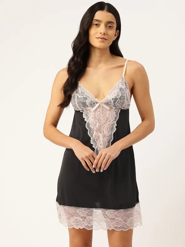 Black_Luxurious_Icy_Satin_Babydoll_Nightwear