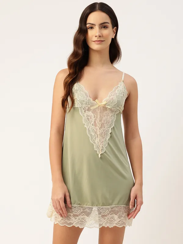 Pista_Green_Luxurious_Icy_Satin_Babydoll_Nightwear