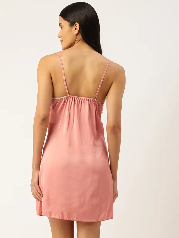 Peach_Luxurious_Icy_Satin_Babydoll_Nightwear