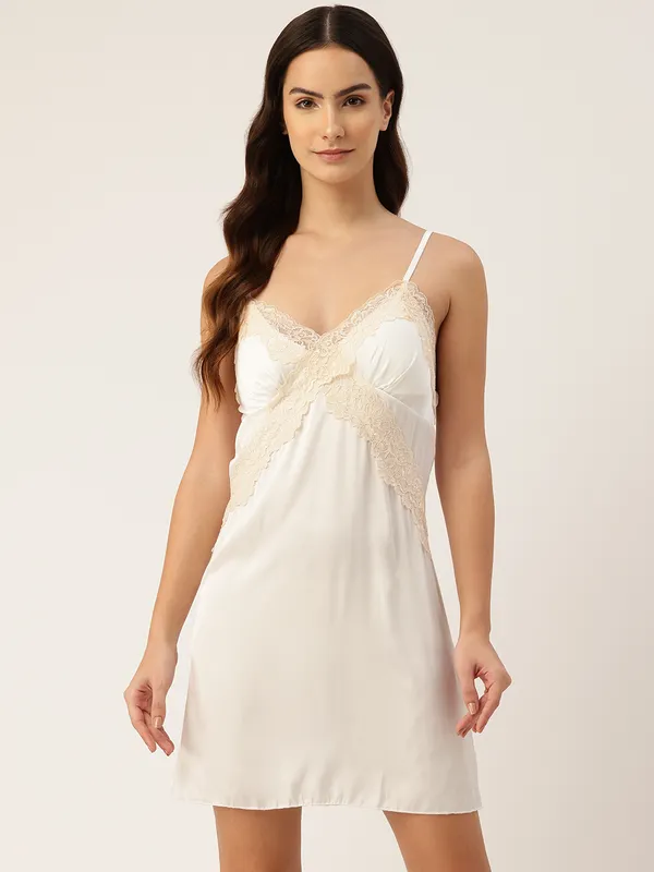 White_Luxurious_Icy_Satin_Babydoll_Nightwear