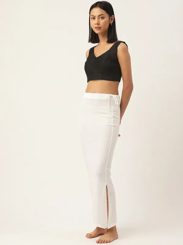 White_Solid_Saree_Shapewear_For_Women