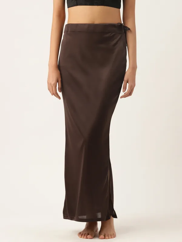 Dark_Brown_Solid_Saree_Shapewear_For_Women