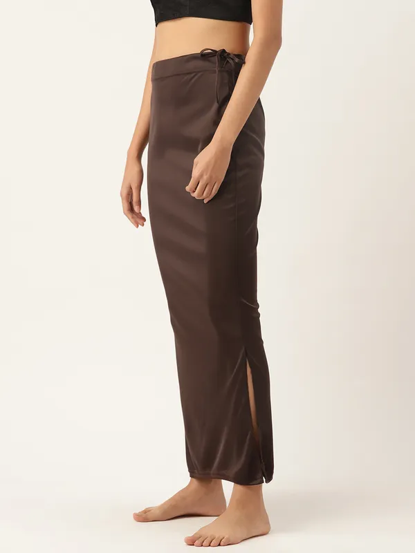 Dark_Brown_Solid_Saree_Shapewear_For_Women