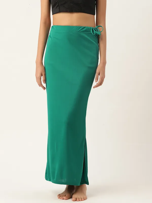Peacock_Green_Solid_Saree_Shapewear_For_Women