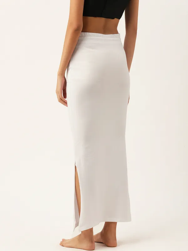 White_Solid_Knitted_Saree_Shapewear_For_Women