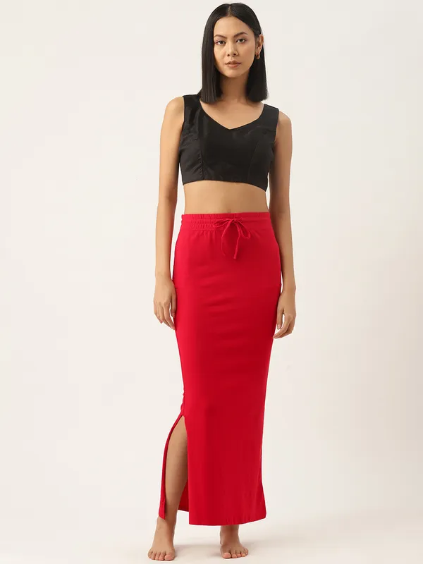 Red_Solid_Knitted_Saree_Shapewear_For_Women