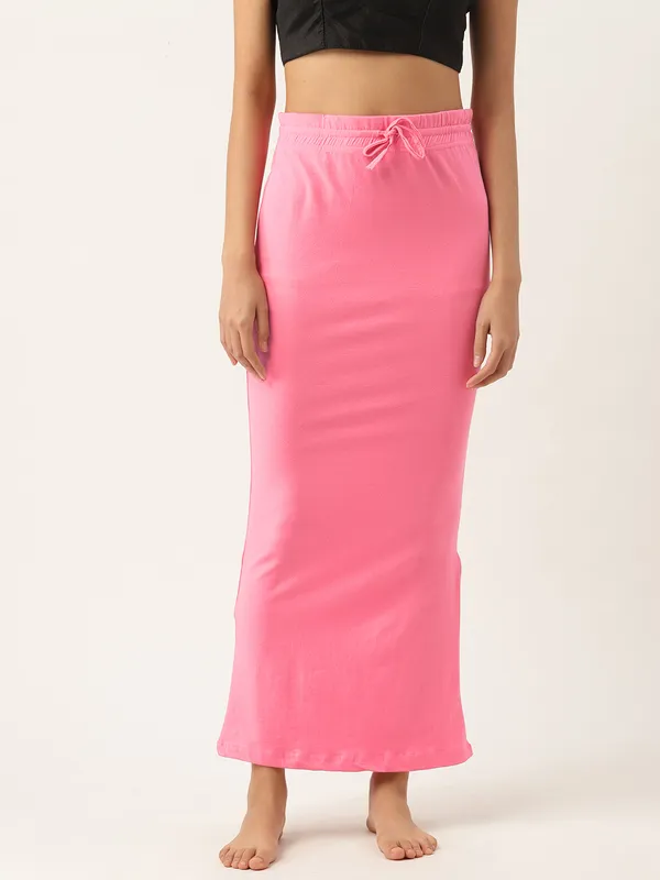 Pink_Solid_Knitted_Saree_Shapewear_For_Women