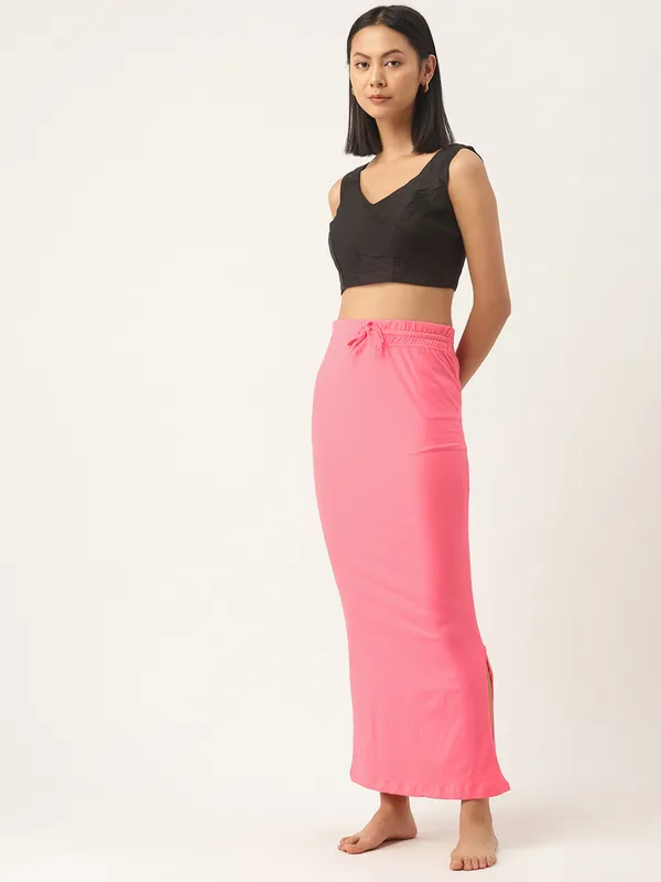Pink_Solid_Knitted_Saree_Shapewear_For_Women