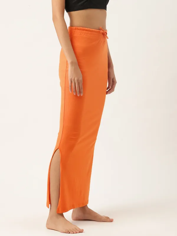 Orange_Solid_Knitted_Saree_Shapewear_For_Women