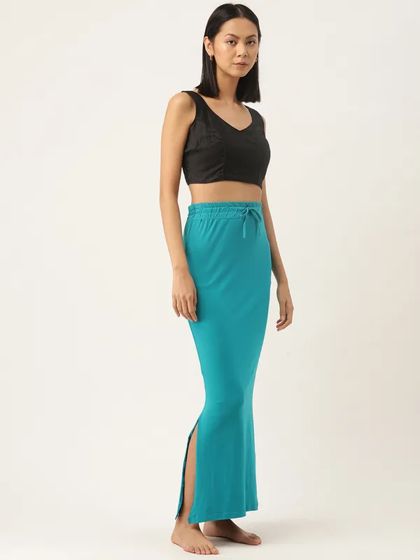 Rama_Green_Solid_Knitted_Saree_Shapewear_For_Women