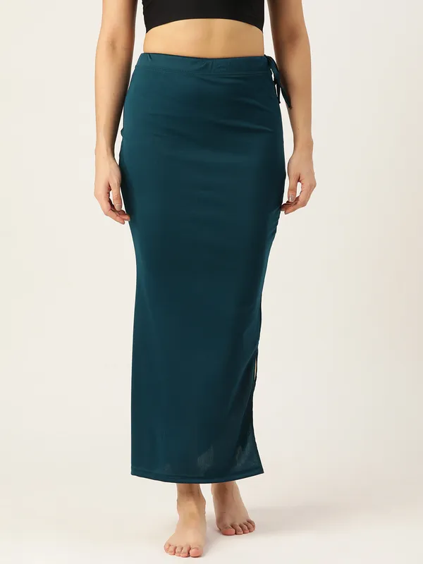 Bluish_Green_Solid_Saree_Shapewear_For_Women