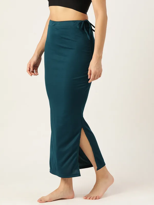 Bluish_Green_Solid_Saree_Shapewear_For_Women