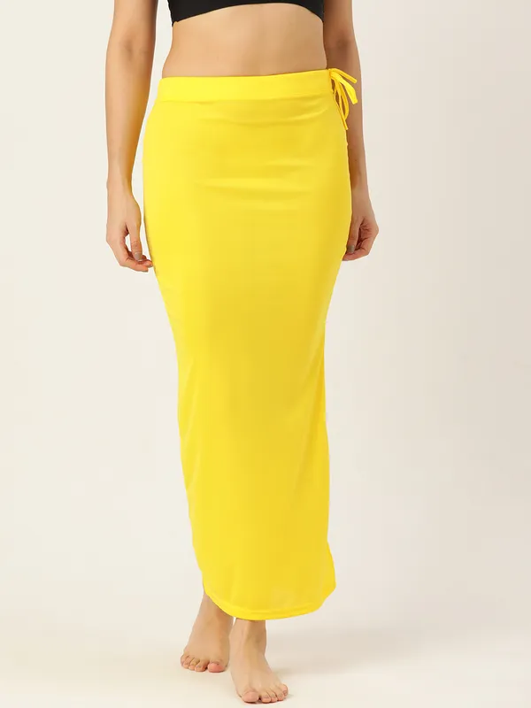 Lemon_Yellow_Solid_Saree_Shapewear_For_Women