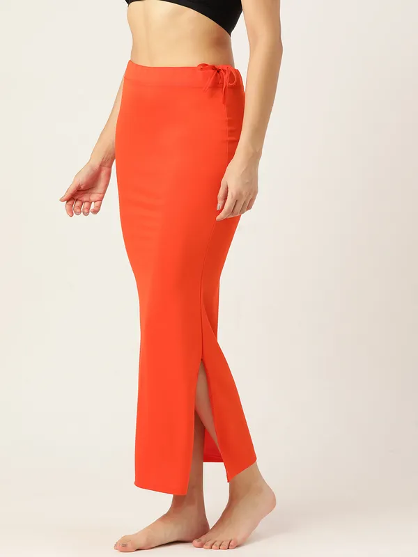Saffron_Red_Solid_Saree_Shapewear_For_Women