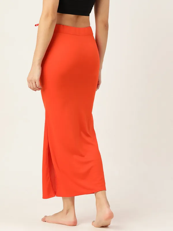 Saffron_Red_Solid_Saree_Shapewear_For_Women