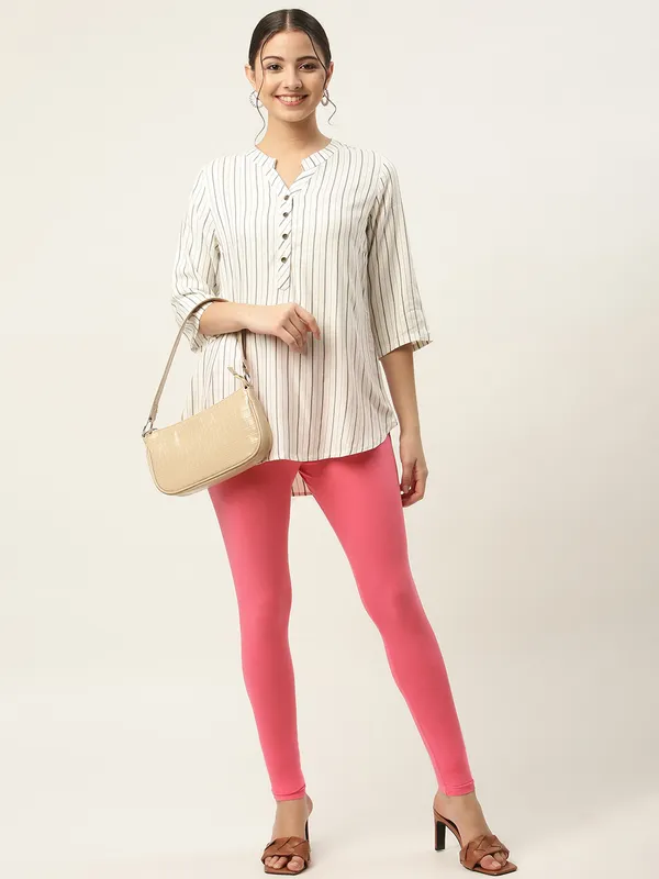 Rose_Pink_Viscose_Rayon_Elasticated_Waistband_Ankle_Length_Leggings_For_Women_&_Girls
