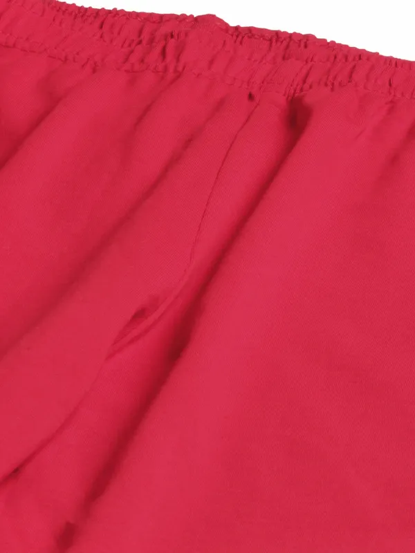 Red_Viscose_Rayon_Elasticated_Waistband_Ankle_Length_Leggings_For_Women_&_Girls