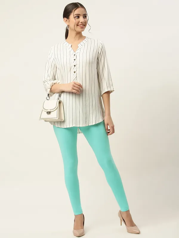 Sea_Green_Viscose_Rayon_Elasticated_Waistband_Ankle_Length_Leggings_For_Women_&_Girls