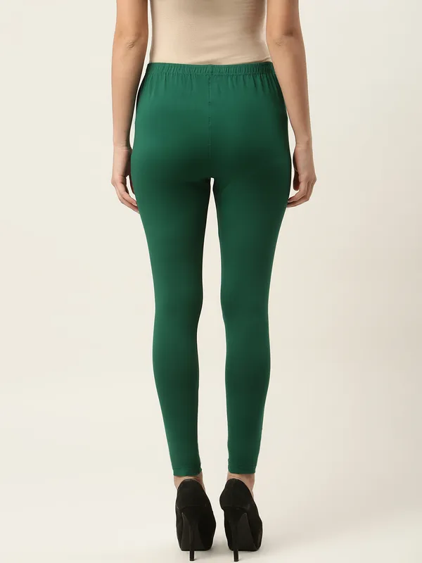 Green_Viscose_Rayon_Elasticated_Waistband_Ankle_Length_Leggings_For_Women_&_Girls