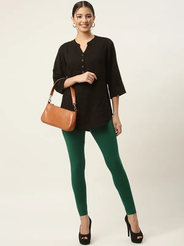 Green_Viscose_Rayon_Elasticated_Waistband_Ankle_Length_Leggings_For_Women_&_Girls
