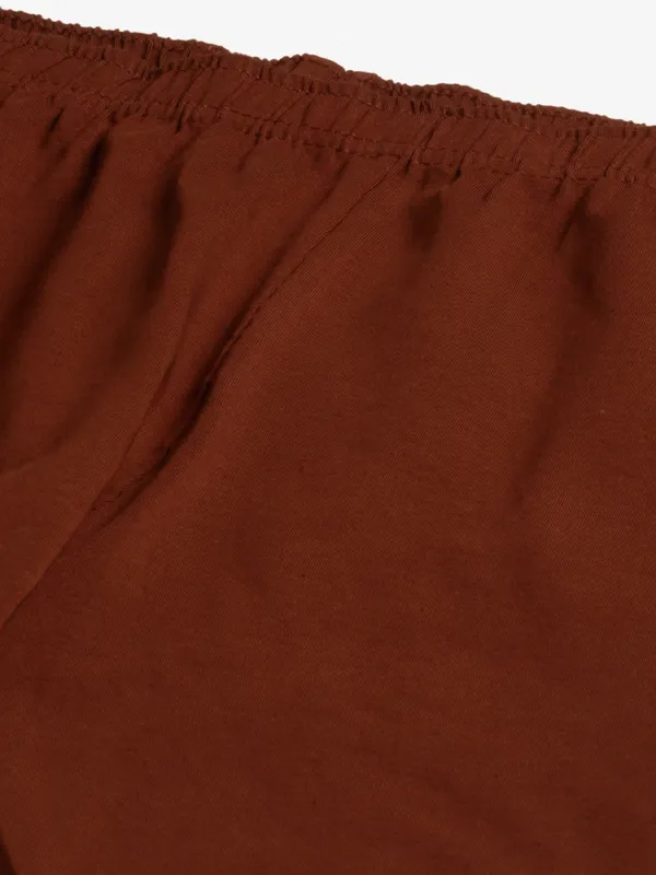 Rust_Viscose_Rayon_Elasticated_Waistband_Ankle_Length_Leggings_For_Women_&_Girls