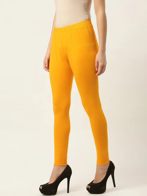 Dark_Yellow_Viscose_Rayon_Elasticated_Waistband_Ankle_Length_Leggings_For_Women_&_Girls