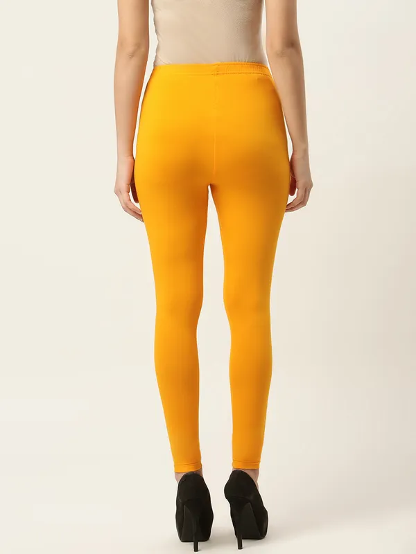 Dark_Yellow_Viscose_Rayon_Elasticated_Waistband_Ankle_Length_Leggings_For_Women_&_Girls