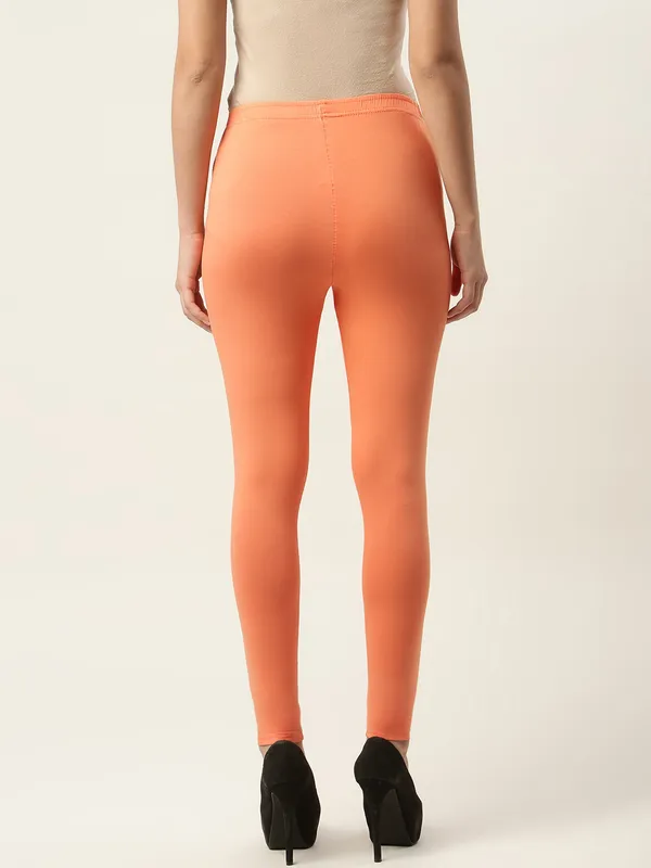 Dusty_Orange_Viscose_Rayon_Elasticated_Waistband_Ankle_Length_Leggings_For_Women_&_Girls