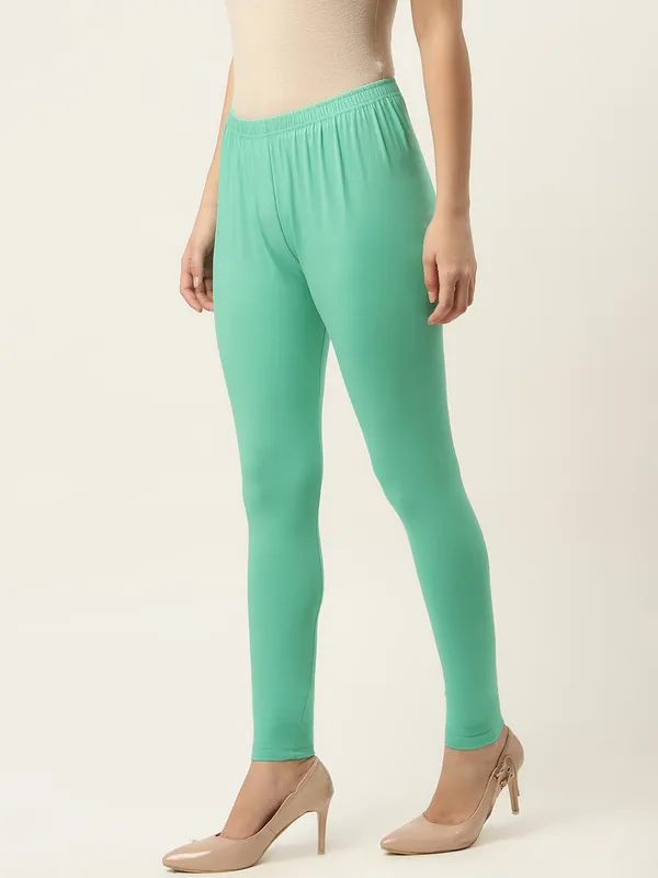 Pista_Green_Viscose_Rayon_Elasticated_Waistband_Ankle_Length_Leggings_For_Women_&_Girls